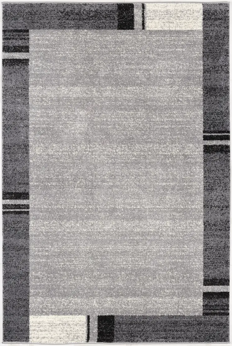 5' X 8' Gray Modern Bordered Area Rug