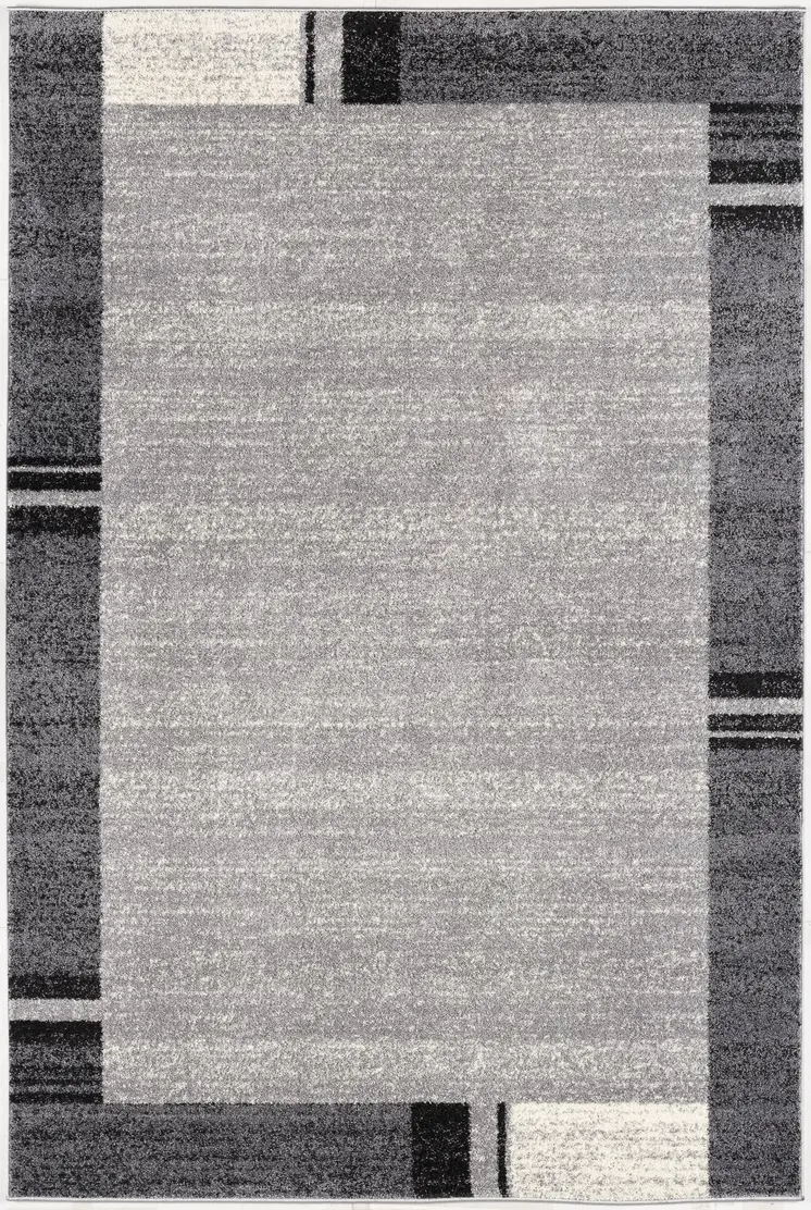 7' X 9' Gray Modern Bordered Area Rug