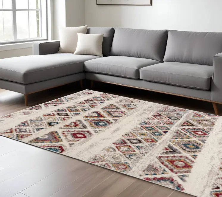 8' X 11' Cream Southwestern Area Rug