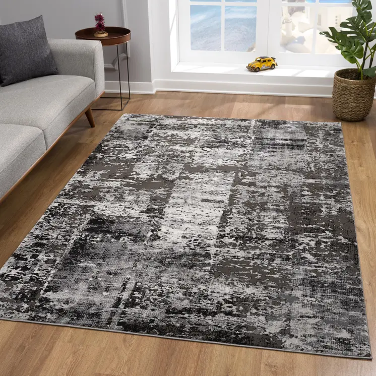 6' X 9' Gray Abstract Dhurrie Area Rug