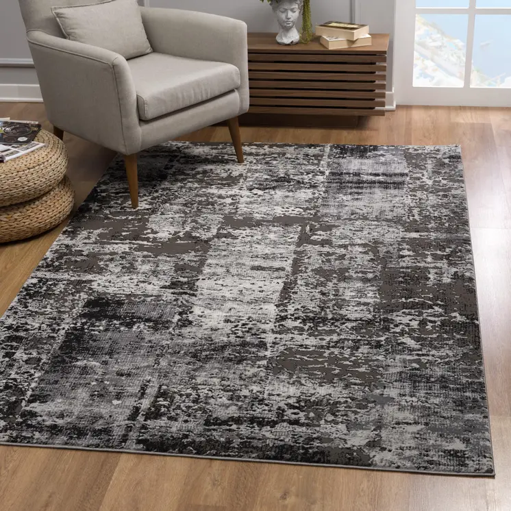 6' X 9' Gray Abstract Dhurrie Area Rug