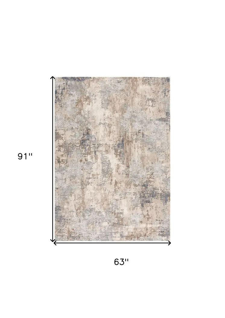 5' X 8' Beige And Ivory Abstract Area Rug