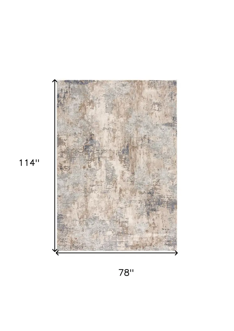 7' X 10' Beige And Ivory Abstract Area Rug