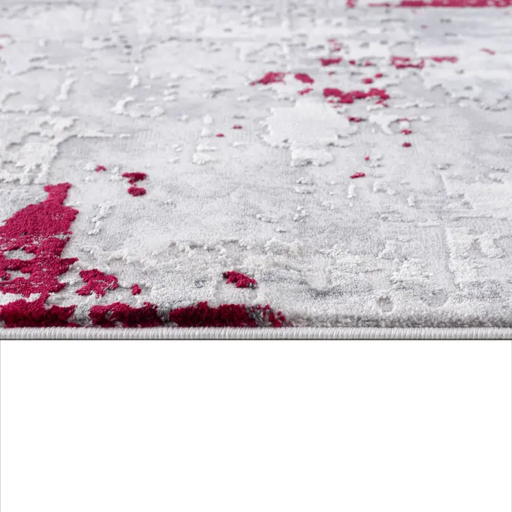5' X 7' Red and Gray Abstract Area Rug