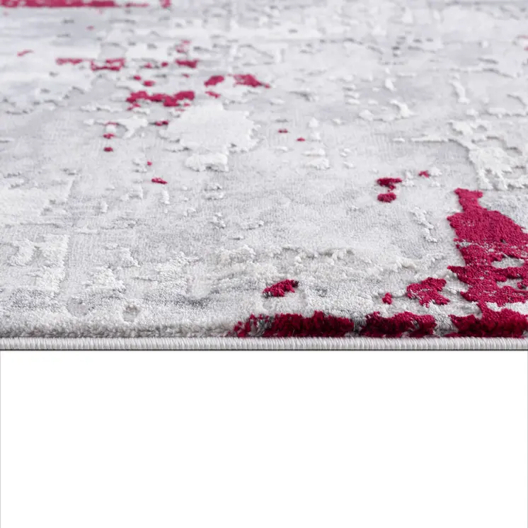 6' X 9' Gray And Red Abstract Area Rug