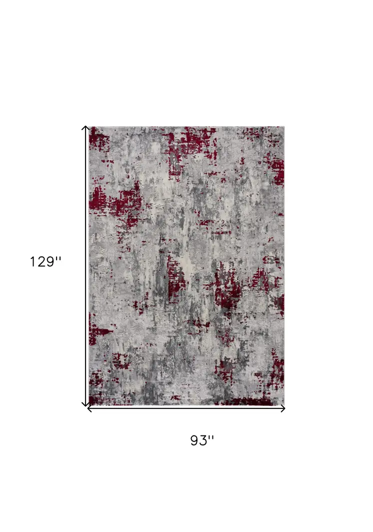 8' X 10' Red and Gray Modern Abstract Area Rug