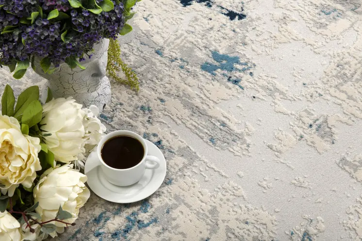 15' Blue Abstract Dhurrie Runner Rug