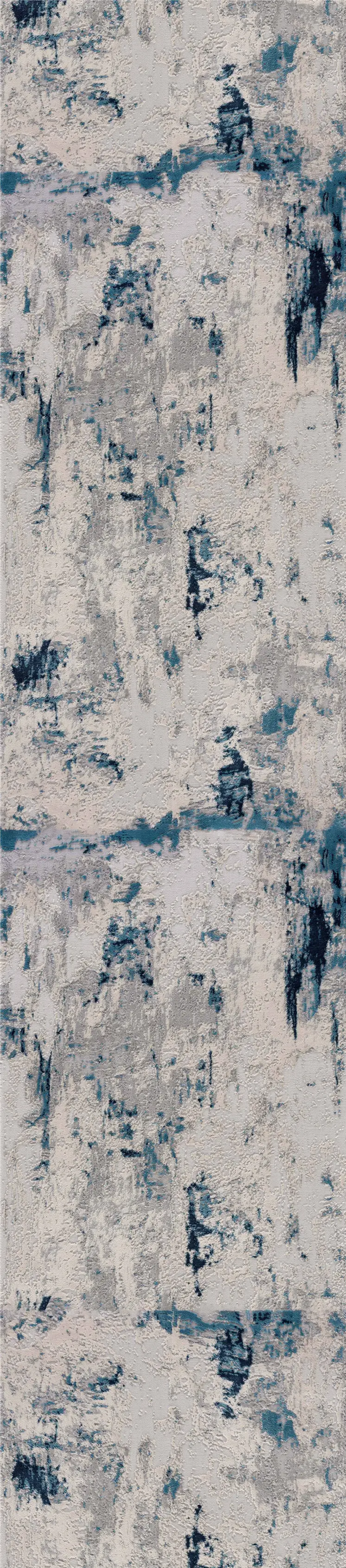 8' Blue Abstract Dhurrie Runner Rug