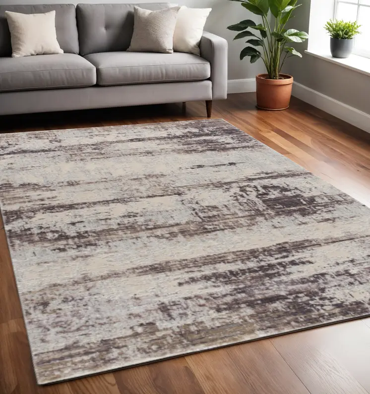 5' X 7' Violet Abstract Dhurrie Area Rug