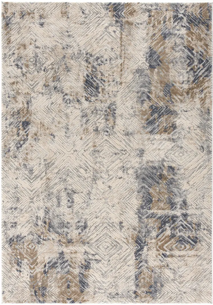 5' X 8' Ivory And Beige Abstract Diamonds Area Rug