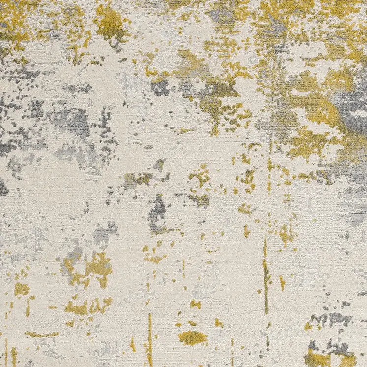 5' X 7' Gold And Gray Abstract Distressed Area Rug