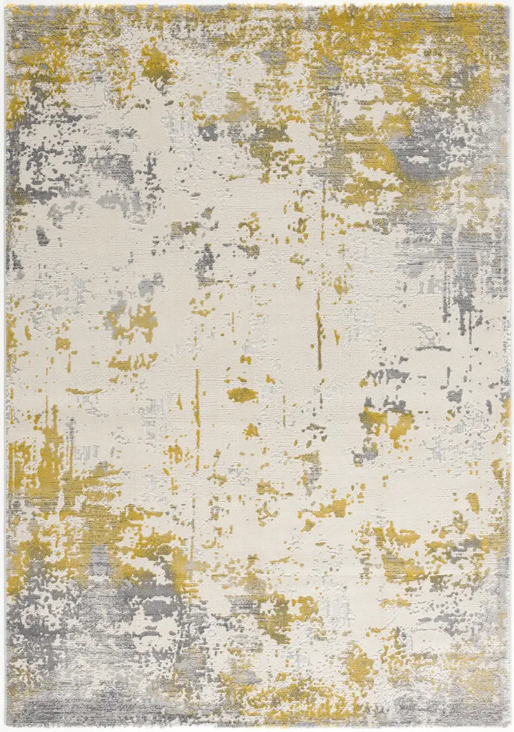 6' X 9' Gold Abstract Dhurrie Area Rug