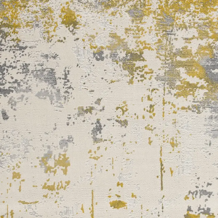 9' X 13' Gold and Gray Abstract Area Rug