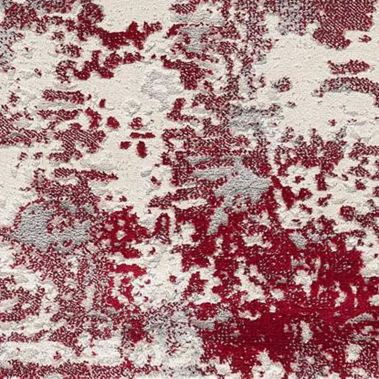 4' X 6' Red Abstract Dhurrie Area Rug