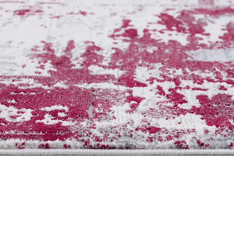 5' X 7' Gray And Red Abstract Distressed Area Rug