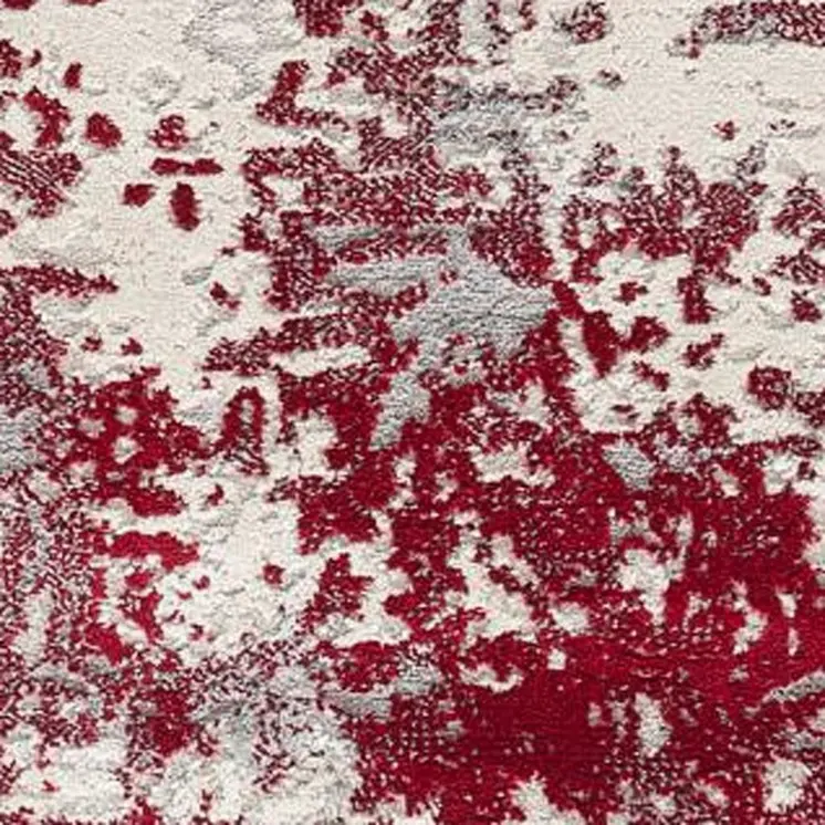 6' X 9' Ivory Red and Gray Abstract Area Rug