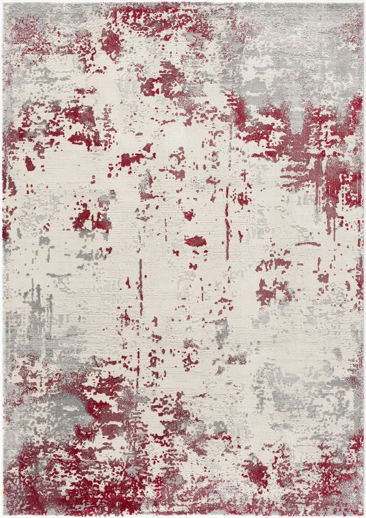 8' X 10' Red Abstract Dhurrie Area Rug