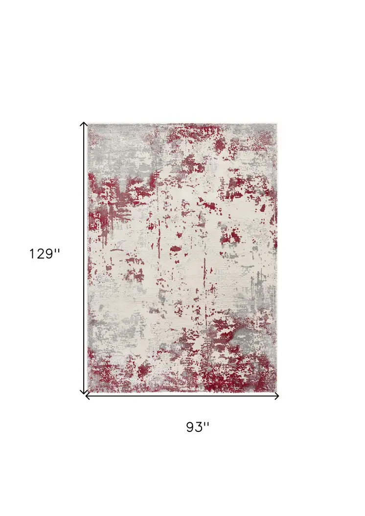 8' X 10' Red Abstract Dhurrie Area Rug