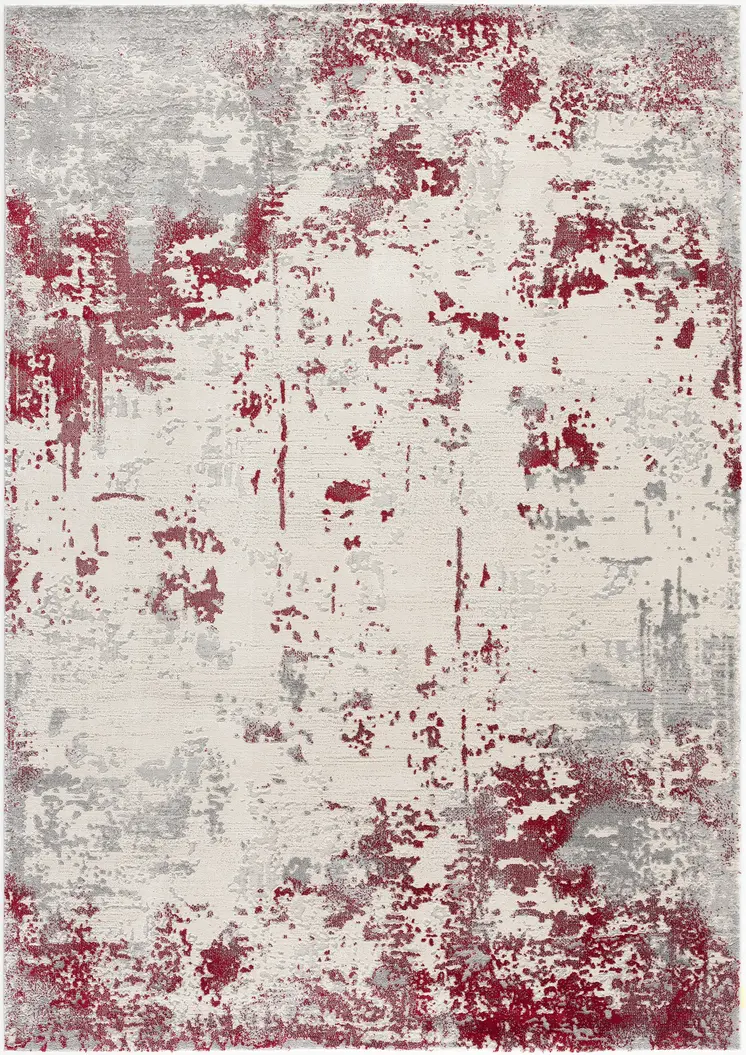 8' X 10' Red Abstract Dhurrie Area Rug