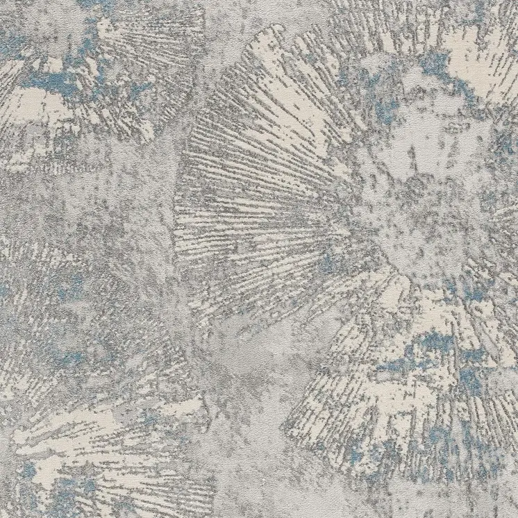 5' X 8' Blue Abstract Circular Motifs Area Rug