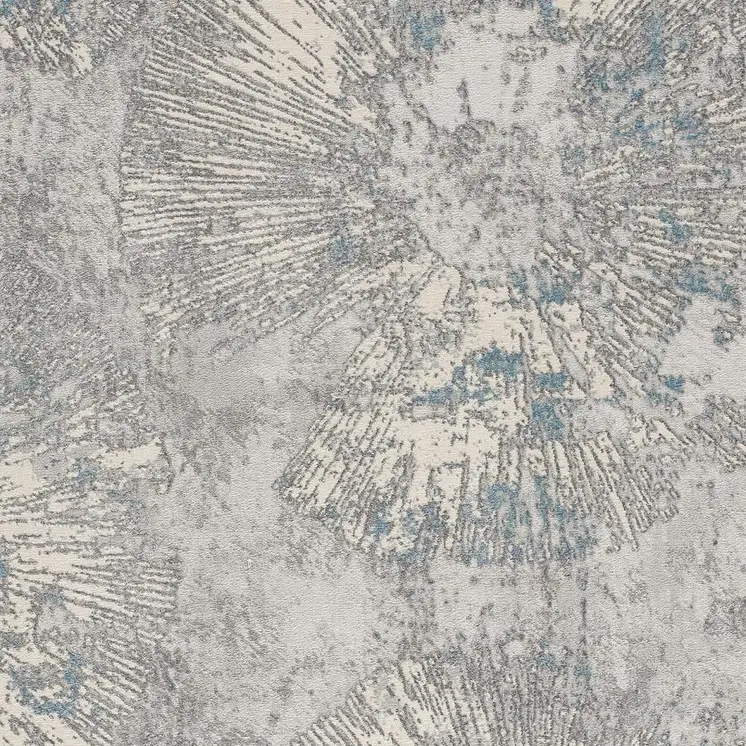 5' X 8' Blue Abstract Circular Motifs Area Rug
