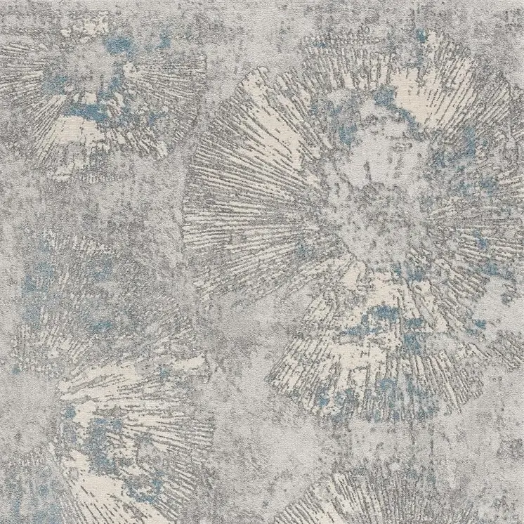 7' X 10' Blue Abstract Circular Motifs Area Rug