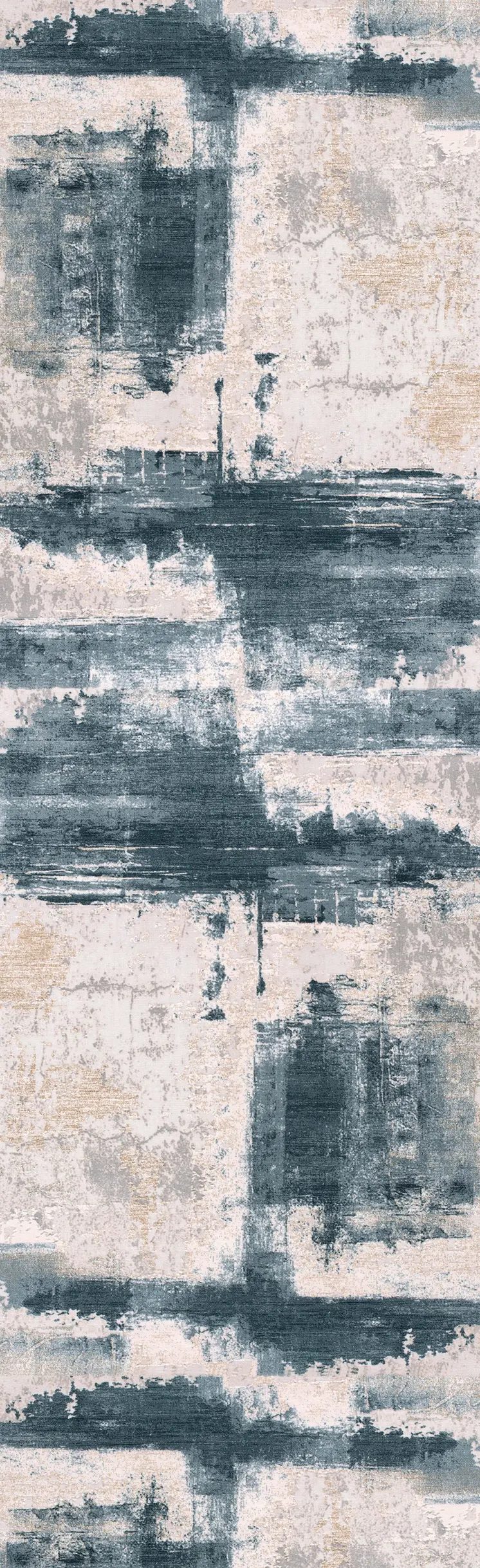 20' Blue And Ivory Abstract Dhurrie Runner Rug