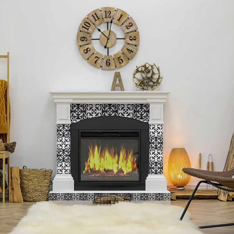 6" X 6" Black And White Quatro Peel And Stick Removable Tiles