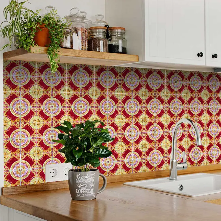 8" X 8" Golden Ruby Removable  Peel And Stick Tiles