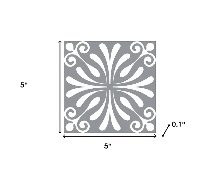 5" X 5" Gray And White Spire Peel And Stick Removable Tiles