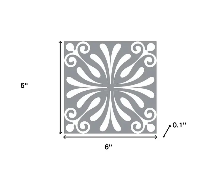 6" X 6" Gray And White Spire Peel And Stick Removable Tiles
