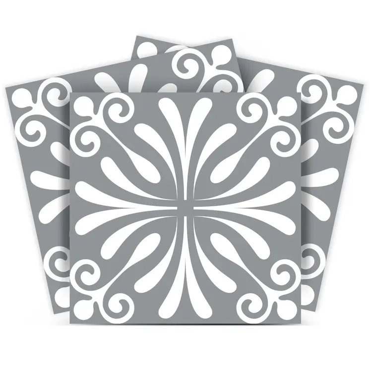 6" X 6" Gray And White Spire Peel And Stick Removable Tiles