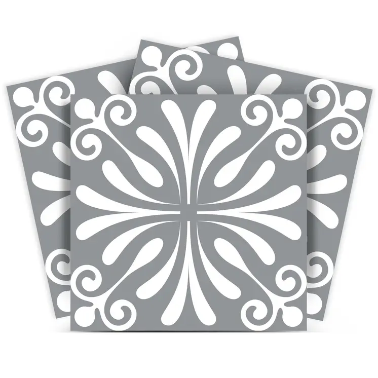 6" X 6" Gray And White Spire Peel And Stick Removable Tiles