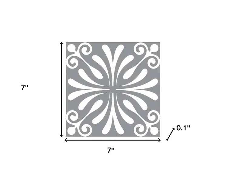 7" X 7" Gray And White Spire Peel And Stick Removable Tiles