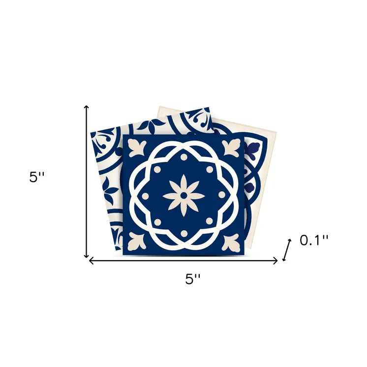 5" X 5" Midnight Blue And White Peel And Stick Removable Tiles