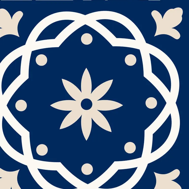 7" X 7" Midnight Blue And White Peel And Stick Removable Tiles