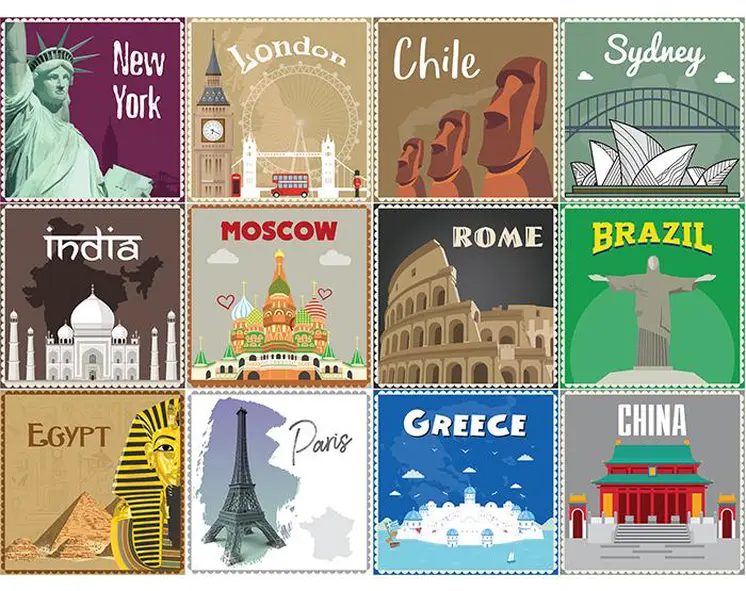 5" X 5" World Traveler Peel And Stick Removable Tiles