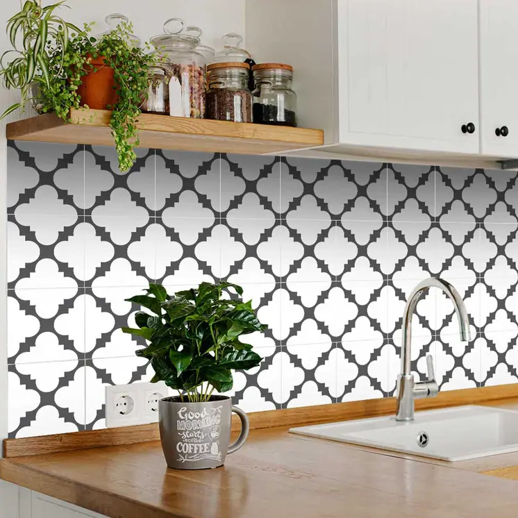 7" X 7" Dark Gray And White Tri Peel And Stick Tiles