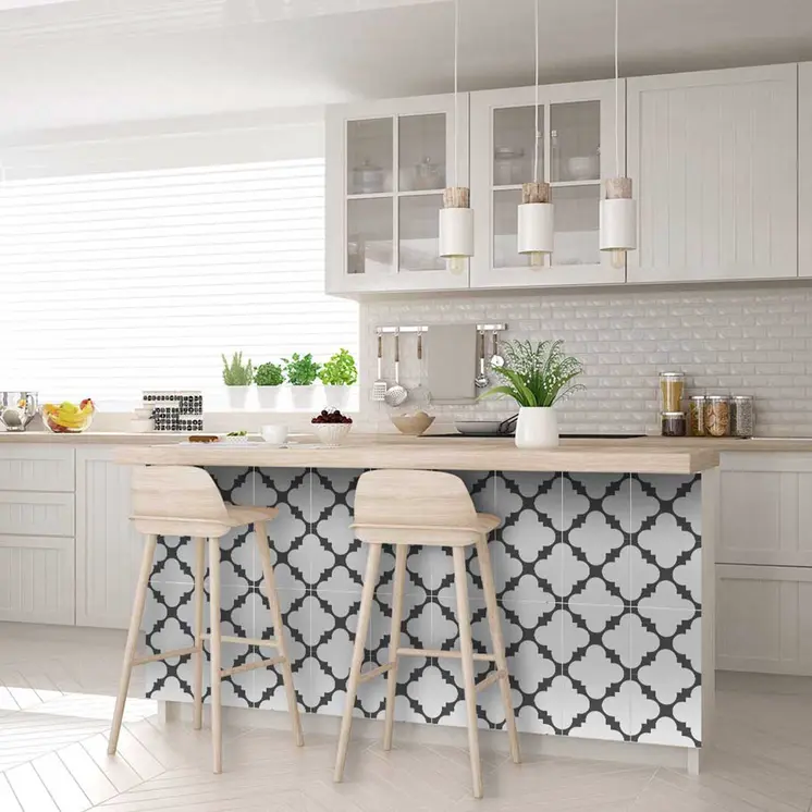 7" X 7" Dark Gray And White Tri Peel And Stick Tiles