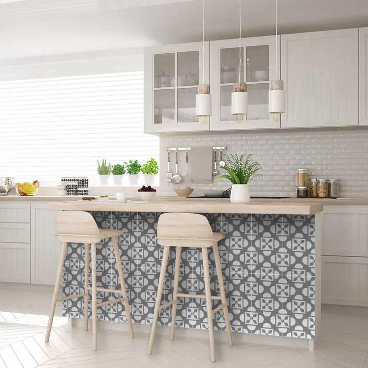 5" X 5" Light Gray And White Coli Peel And Stick Tiles