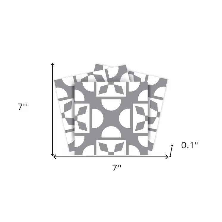 7" X 7" Light Gray And White Coli Peel And Stick Tiles