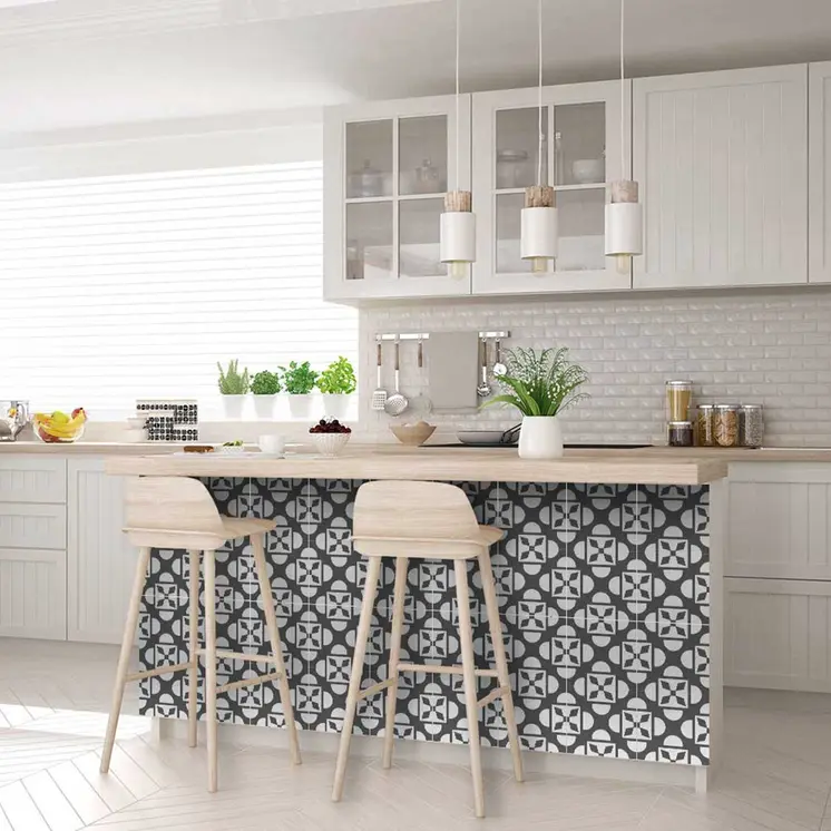 6" X 6" Dark Gray And White Coli Peel And Stick Tiles