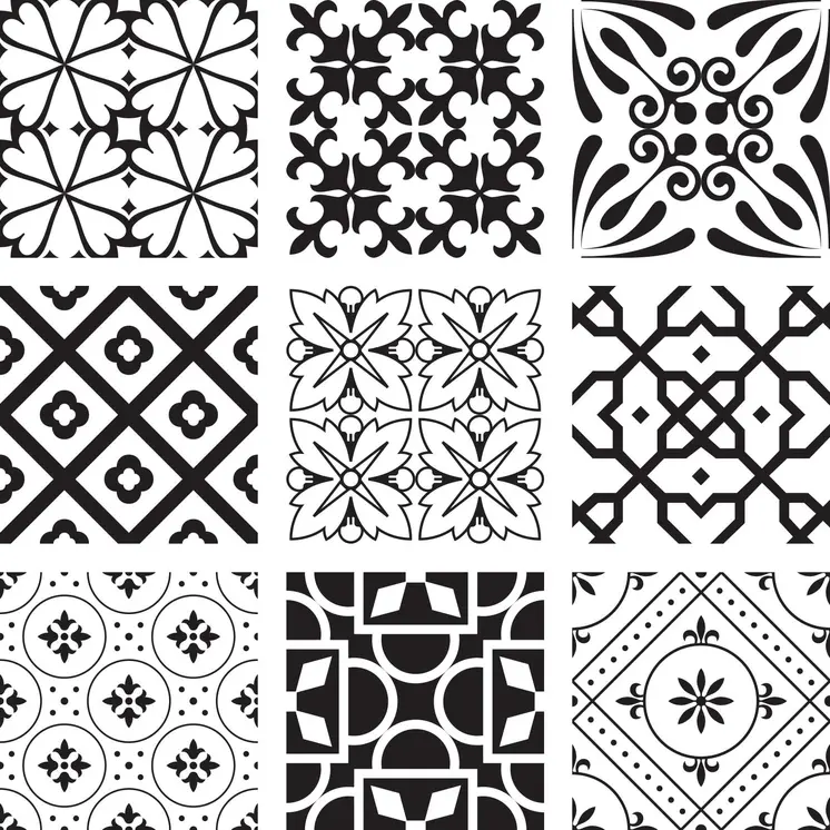 6" X 6" Black And White Mash Peel And Stick Removable Tiles