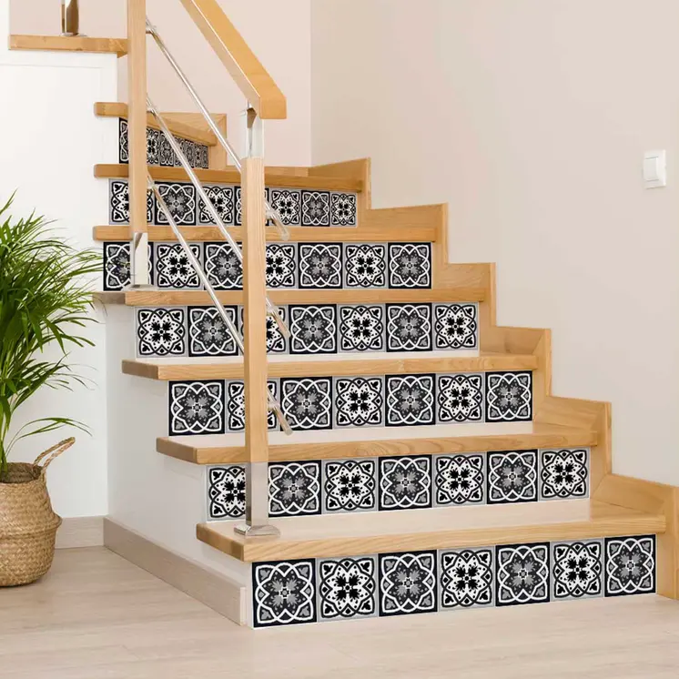 5" X 5" Black White And Gray Baz  Peel And Stick Removable Tiles