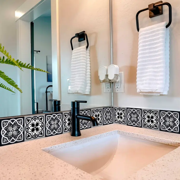 6" X 6" Black White And Gray Baz  Peel And Stick Removable Tiles