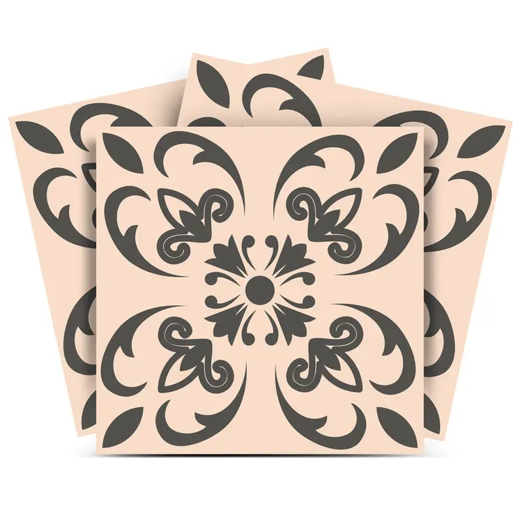 7" X 7" Charcoal Orchid Peel And Stick Removable Tiles