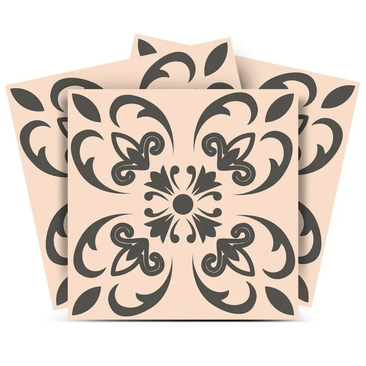 7" X 7" Charcoal Orchid Peel And Stick Removable Tiles