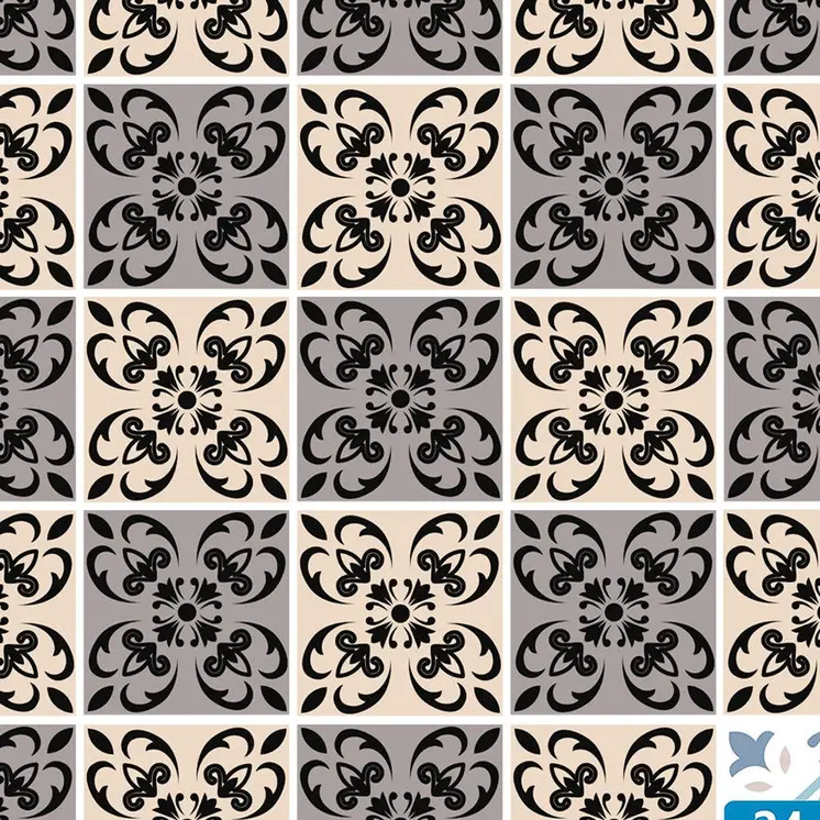 7" X 7" Light Grey And Cream Orchid Peel And Stick Removable Tiles