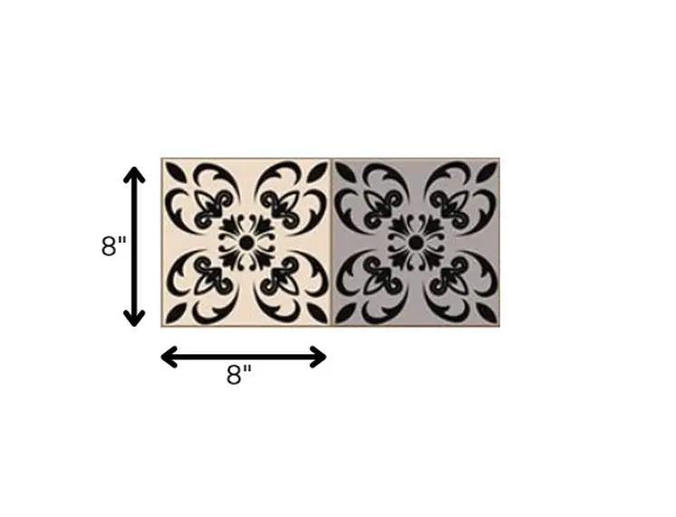 8" X 8" Light Grey And Cream Orchid Peel And Stick Removable Tiles