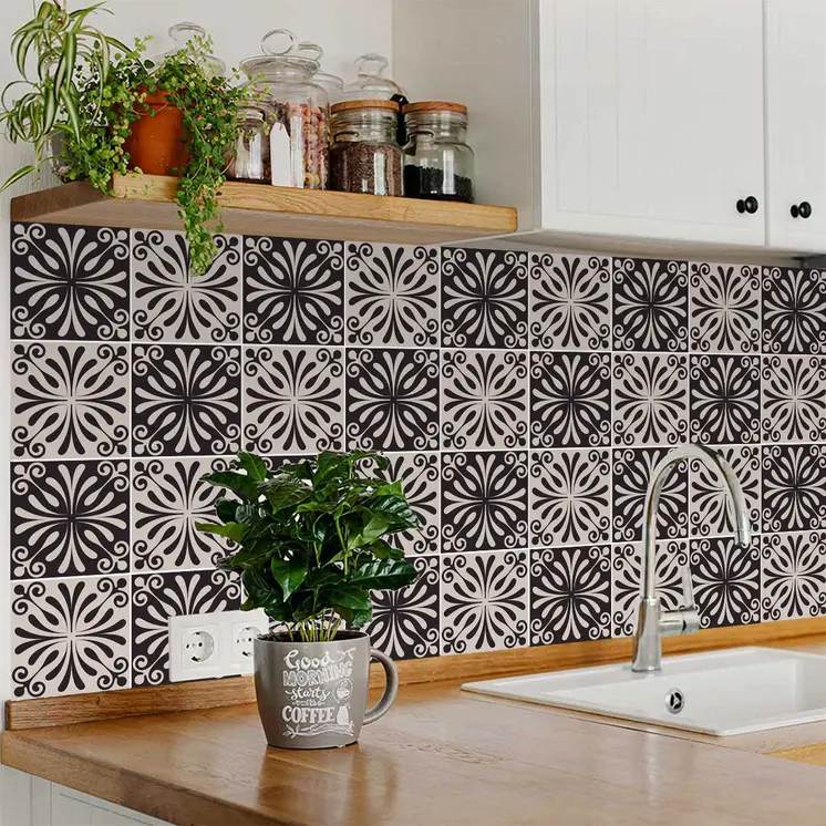 7" X 7" Cinnamon Swirl Peel And Stick Removable Tiles